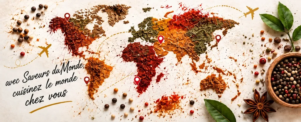 Carte du monde en épices - Saveurs du Monde